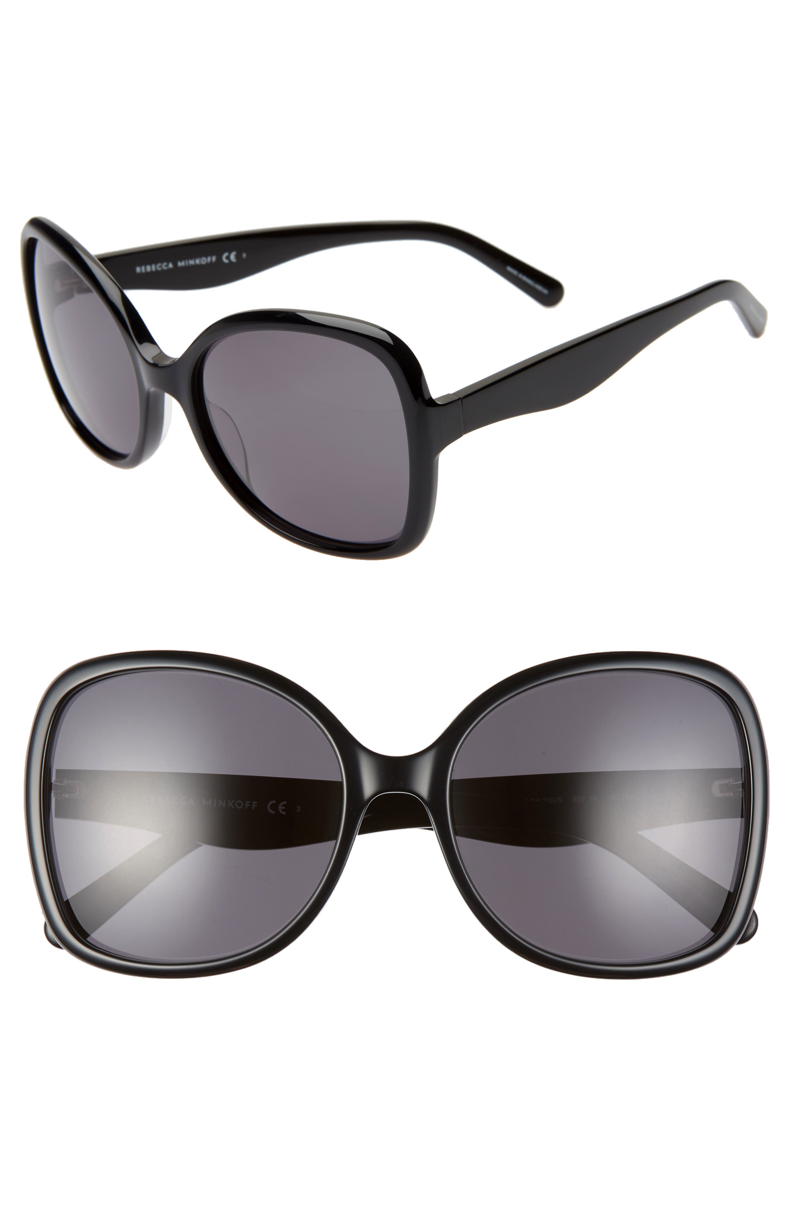 Womens Accessories Sunglasses Rebecca Minkoff Indio 52mm Round Sunglasses in Black 