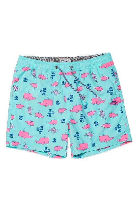 Party Pants Moby Swim Trunks In Mint Green
