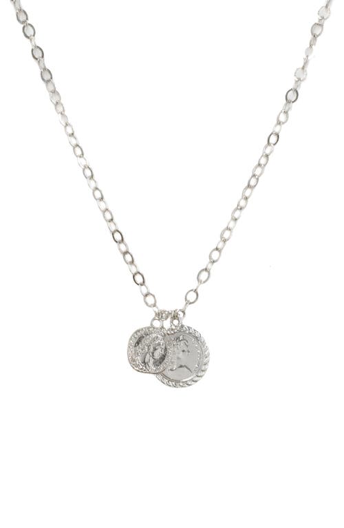 Ettika Double Coin Pendant Necklace in Silver at Nordstrom