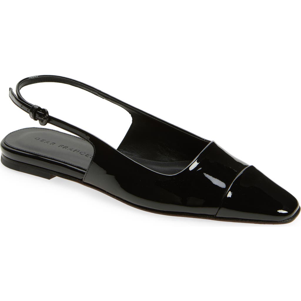 Dear Frances Tia Slingback Flat in Black Patent