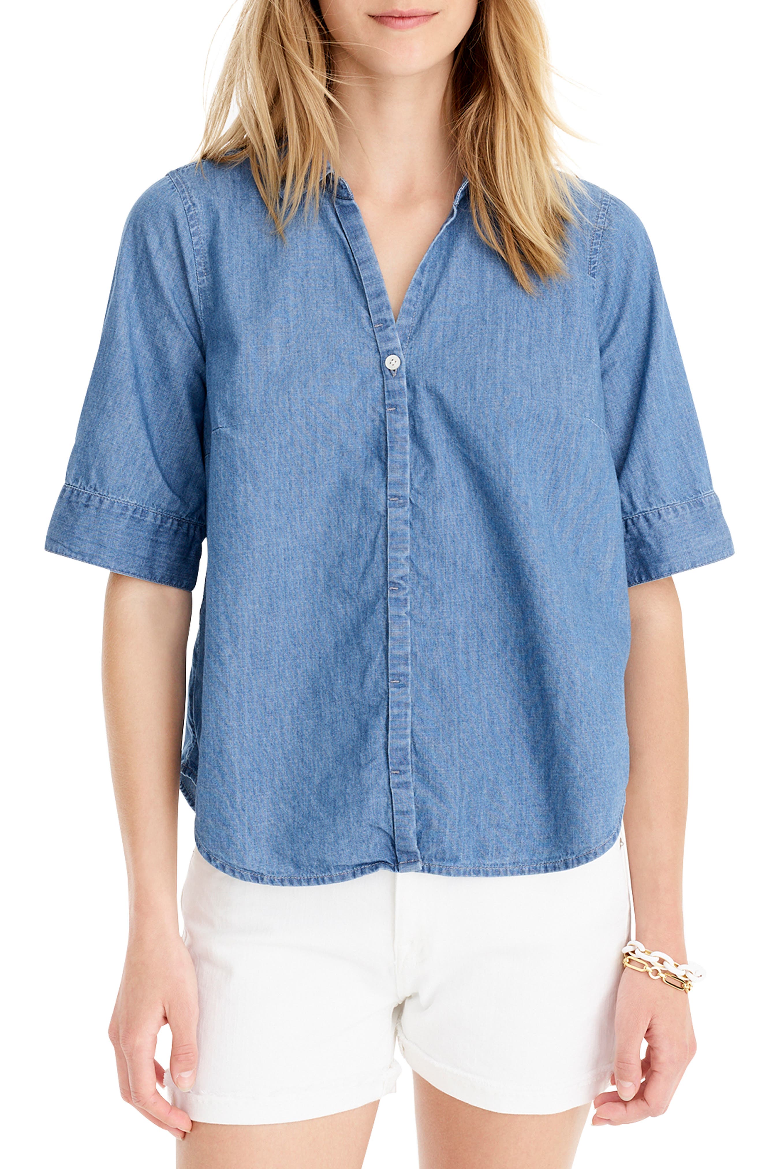 J.Crew ButtonUp Chambray Shirt (Regular, Petite & Plus Size) Nordstrom