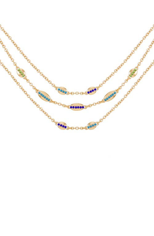 Vince Camuto Crystal Layered Chain Choker Necklace In Gold Tone