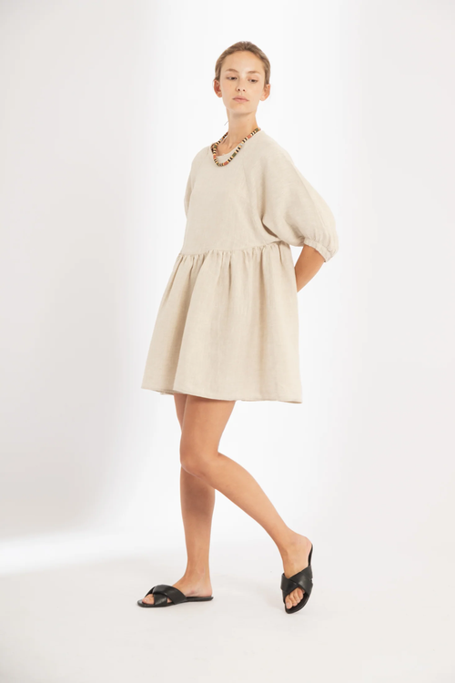 Lanhtropy Alcala Linen Dress In Natural