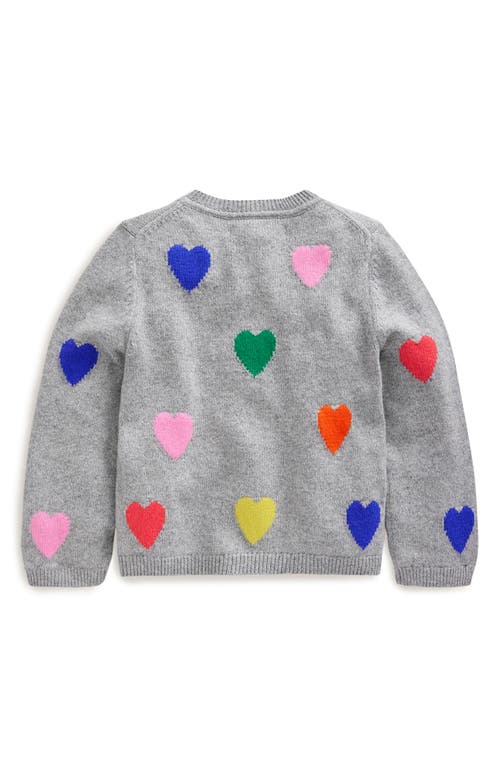 Shop Mini Boden Kids' Joyful Heart Cardigan In Grey Marl Hearts