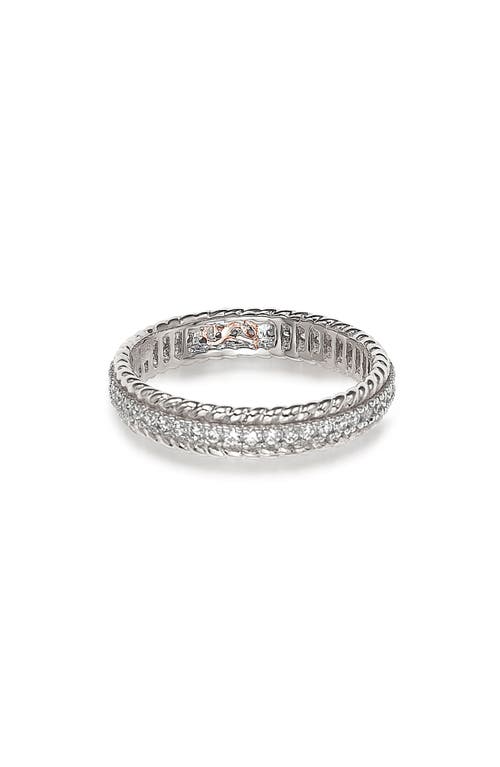 Suzy Levian French Filigree Cubic Zirconia Eternity Ring In White