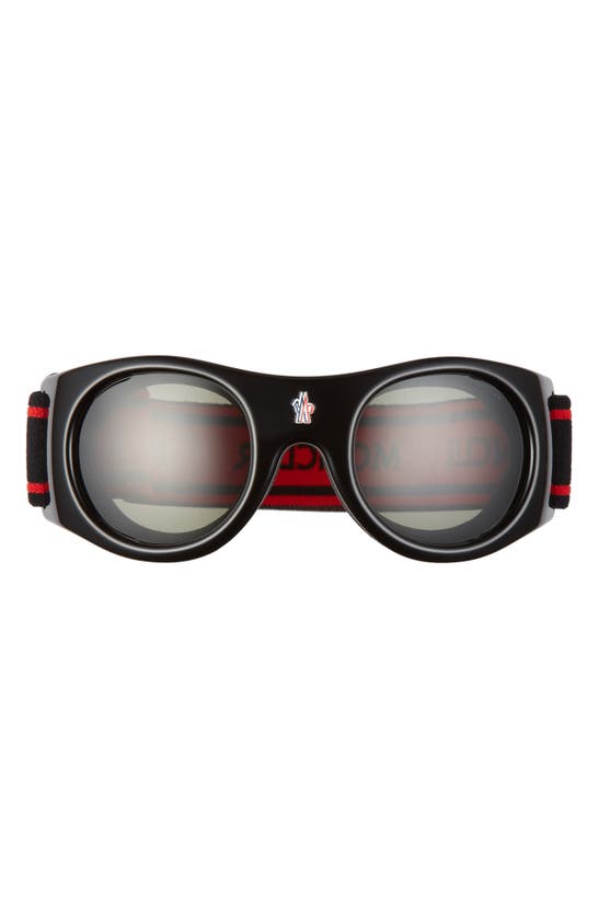 Moncler Lunettes Moncler 55mm Snow Goggles In Shiny Black/ Smoke