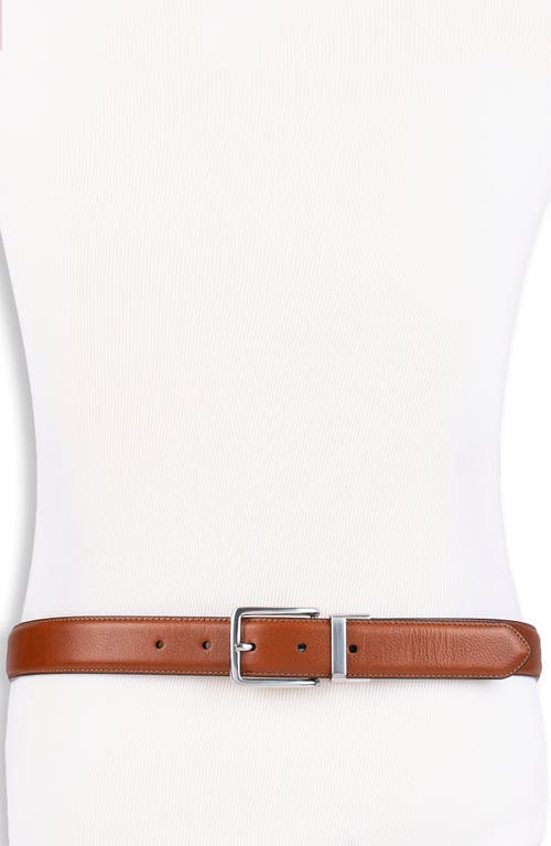 Shop Cole Haan Reversible Feather Edge Leather Belt In Cognac/navy