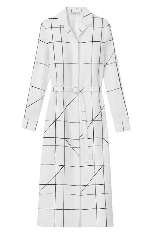 Shop Lafayette 148 New York Floor Plan Print Belted Long Sleeve Cady Shirtdress In White Multi