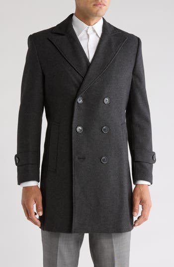 Braveman Double Breasted Coat In Charcoal