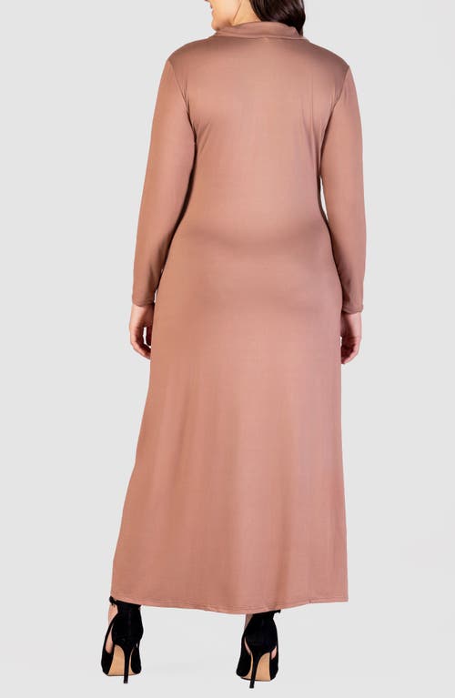 24SEVEN COMFORT APPAREL 24SEVEN COMFORT APPAREL COLLARED LONG SLEEVE WRAP FRONT MAXI DRESS