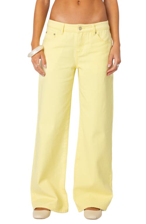 Shop Edikted Roman Flare Jeans In Yellow