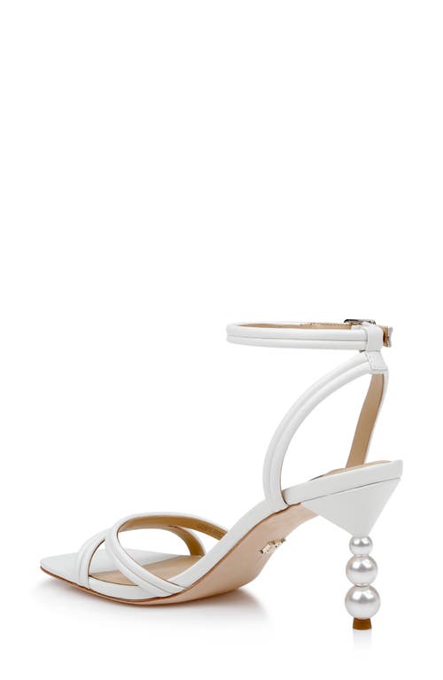 Shop Badgley Mischka Collection Belen Ankle Strap Sandal In White Leather