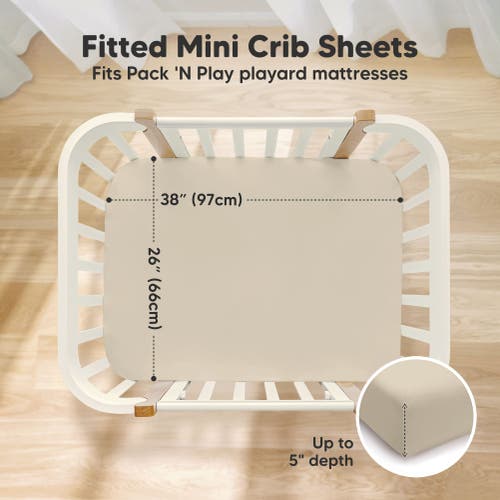 Keababies 2-pack Soothe [protect+] Waterproof Mini Crib Sheets In Macadamia