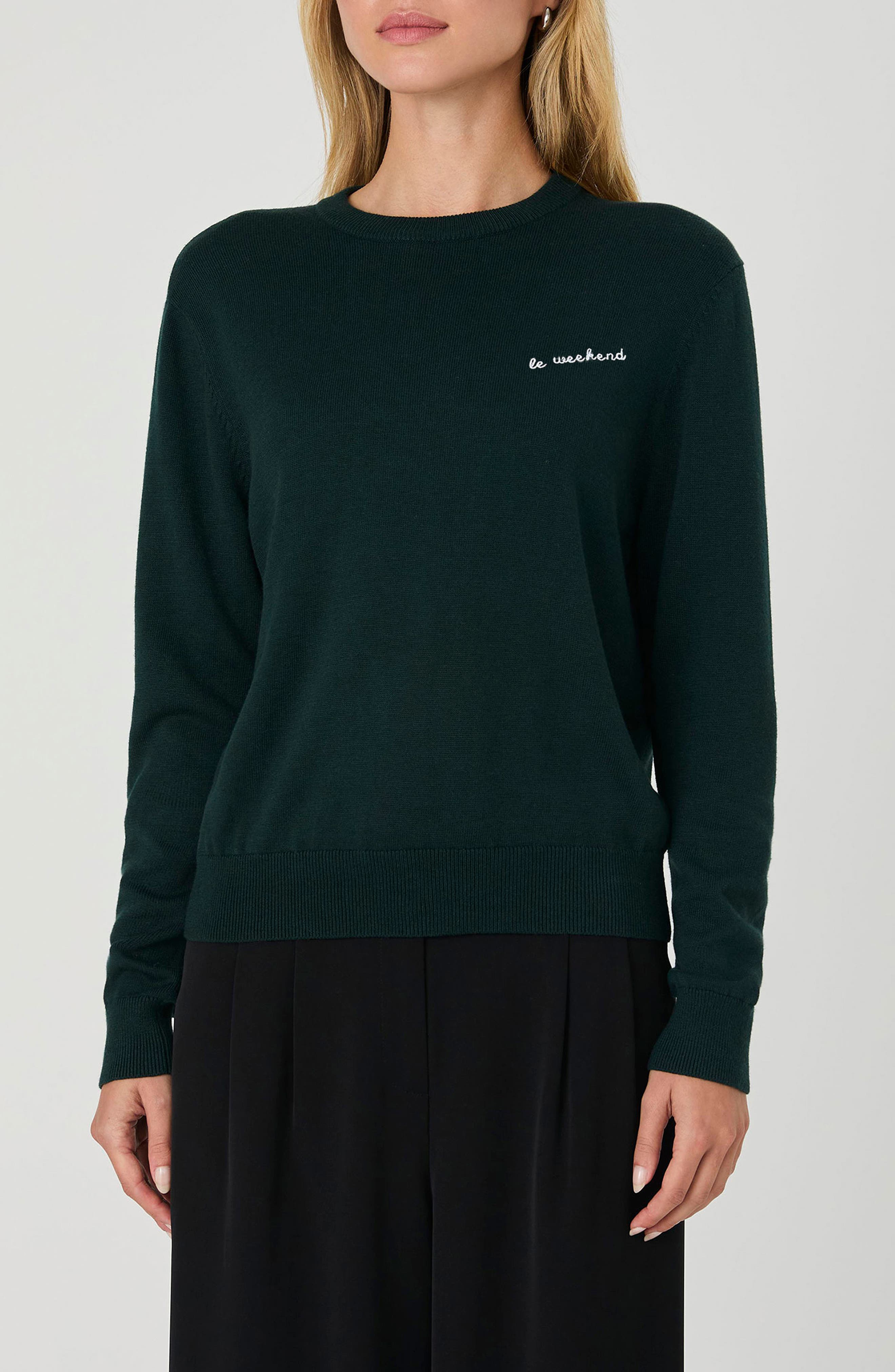 French Connection Logo Script Sweater in Forest Green 