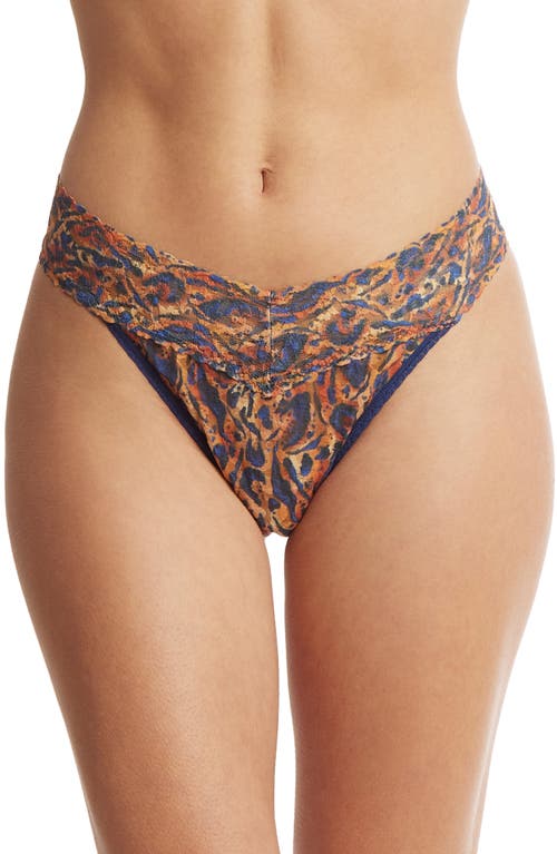 Print Lace Original Rise Thong in Wild About Blue Animal Print