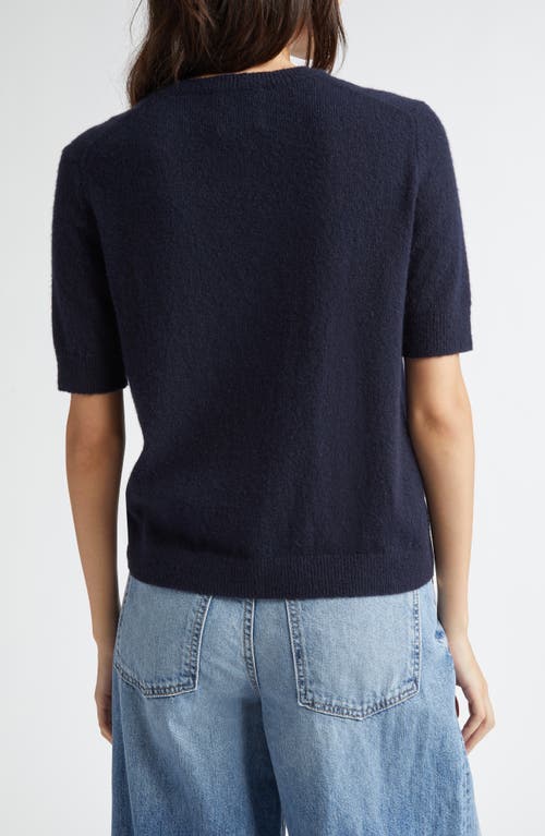 Shop Twp Audrey Short Sleeve Cashmere Blend Crewneck Sweater In Midnight