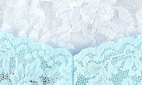 Hanky Panky Bride & Mrs. Original-rise Lace Thong Gift Set In Celeste/white