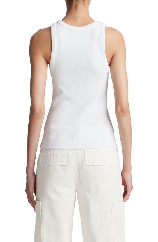 Shop Vince Scoop Neck Rib Tank In Optic White