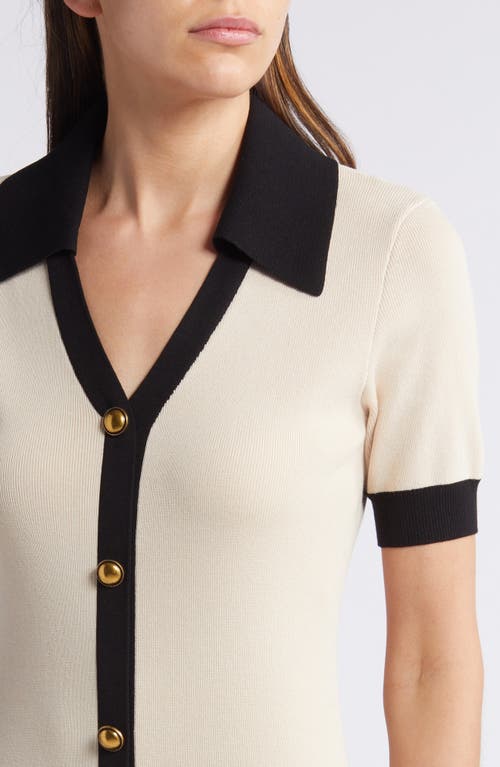 Shop Zoe And Claire Collared Button Front Sweater Dress In Cream