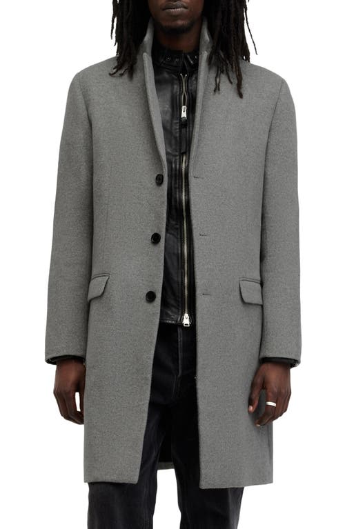 Shop Allsaints Hal Longline Coat In Light Grey Marl