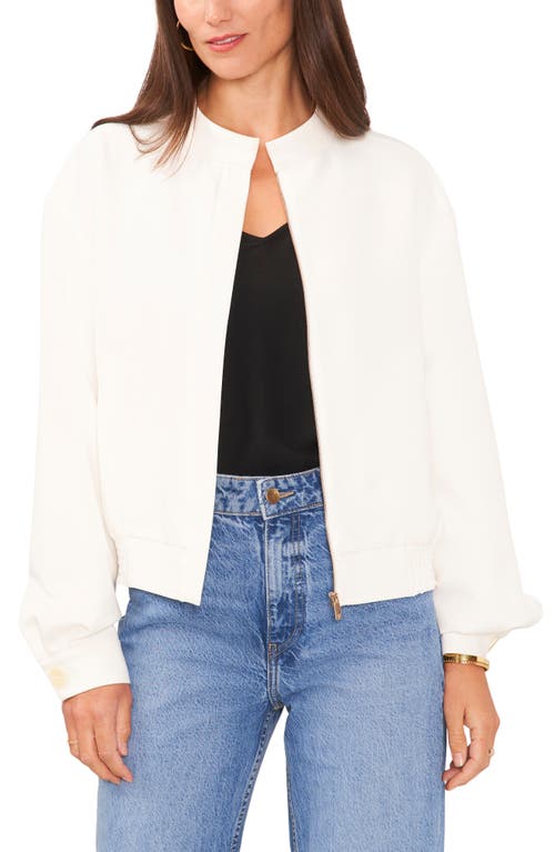 Water Resistant Oversize Bomber Jacket in New Ivory