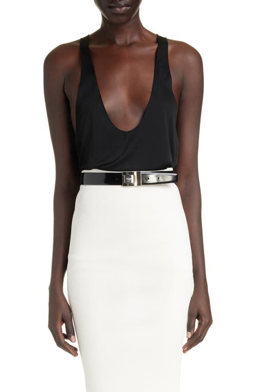 Saint Laurent Plunge Neck Tank Noir at Nordstrom,