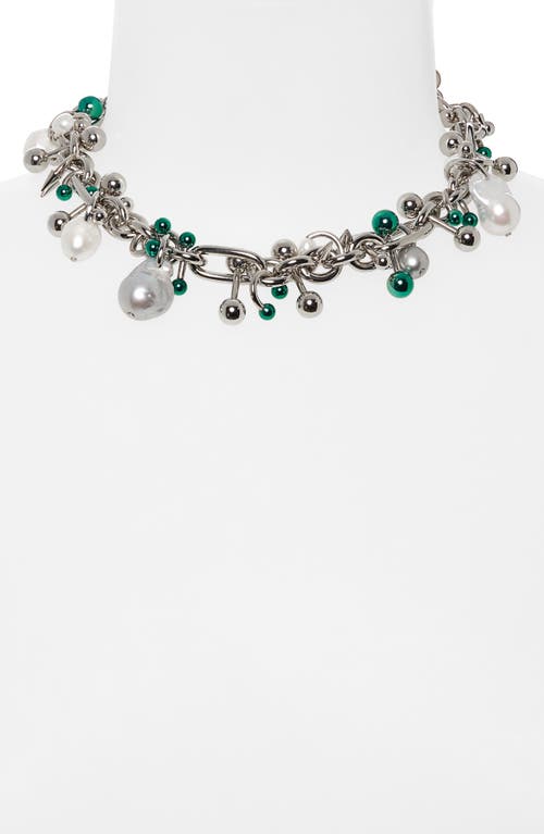 Shop Acne Studios Ain Multicharm Choker Necklace In Silver/green