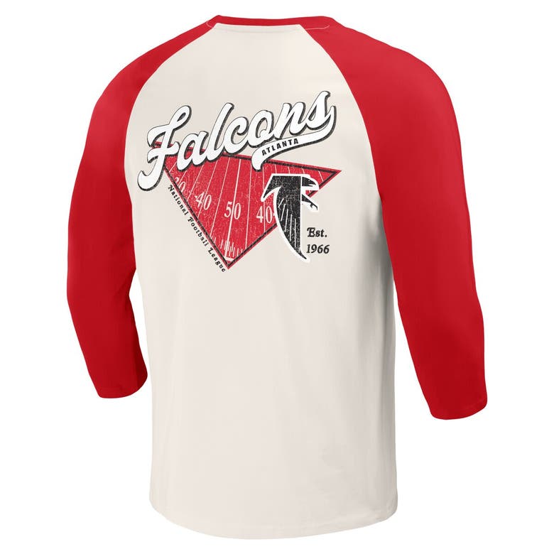 Shop Darius Rucker Collection By Fanatics Red/white Atlanta Falcons Raglan 3/4 Sleeve T-shirt