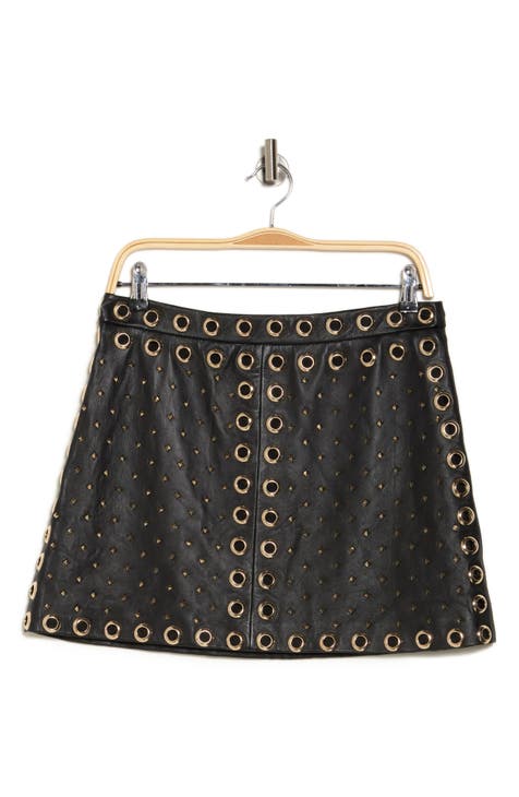 Riley Stud Leather Miniskirt