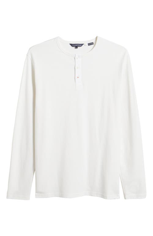 Stone Rose Cotton Blend Slub Piqué Henley In White