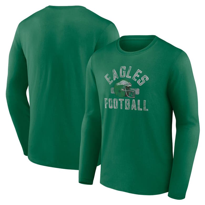 Shop Fanatics Branded Kelly Green Philadelphia Eagles Gridiron Classics Retro Block Long Sleeve T-shirt