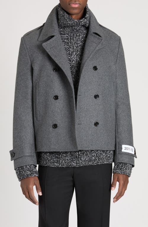 Shop Dolce & Gabbana Dolce&gabbana Re-edition Wool Blend Peacoat In S8290 Melange Grigi