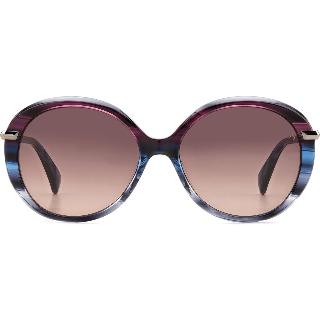 Rag & Bone 56mm Gradient Round Sunglasses In Violet Blue/burgundy Shaded