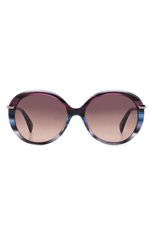 56mm Gradient Round Sunglasses in Violet Blue/Burgundy Shaded