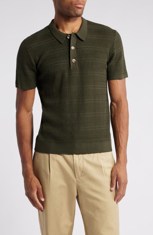 Shop Rails Nathan Short Sleeve Ribbed Polo Sweater In Ancient Olive