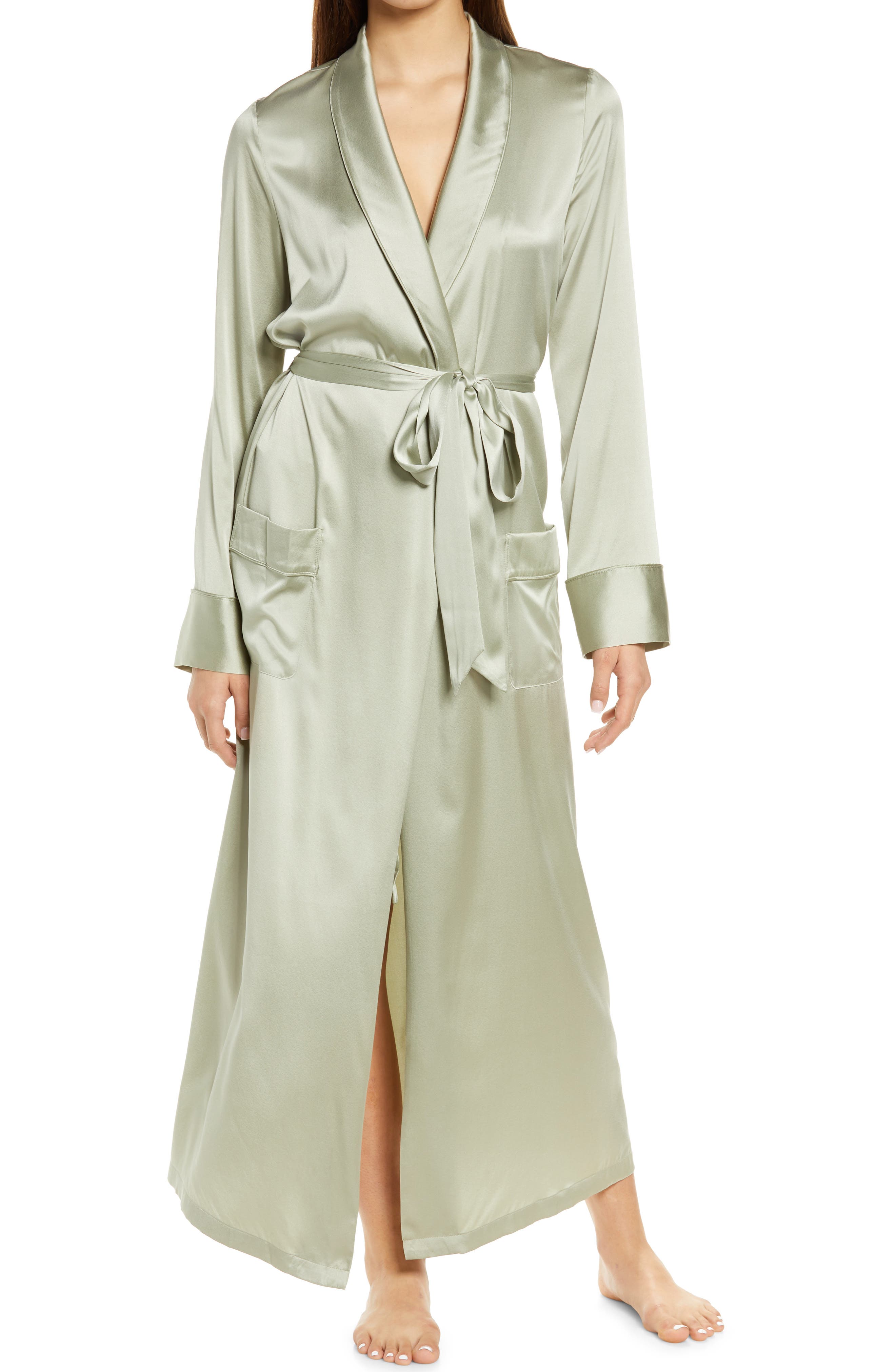 silk robe green