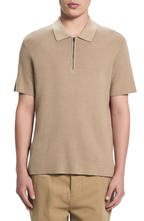 VAYDER Arnold Organic Cotton Blend Zip Polo Sweater Sand at Nordstrom,