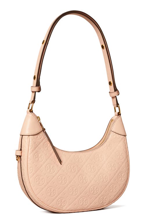 Tory Burch T Monogram Crescent Bag In Blush