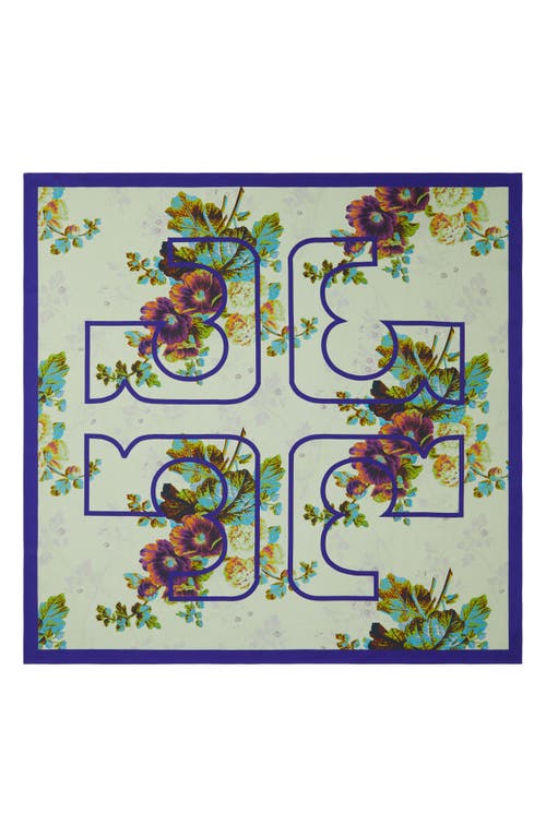 Tory Burch 3D T-Monogram Silk Square Scarf in Blurry Floral Purple at Nordstrom