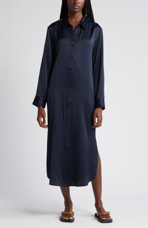 Abstract Print Tiered Button Down Shirt Dress Mid-Calf Length