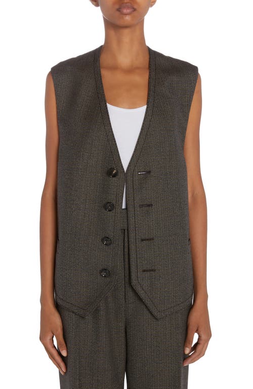 Houndstooth Wool Vest in Brown/Blue/Yellow