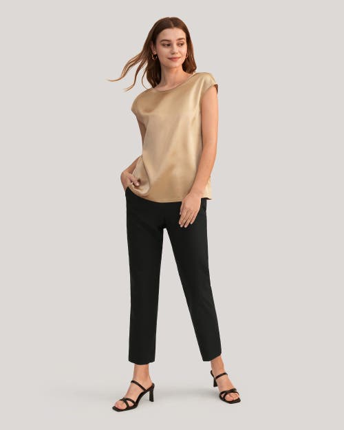 Lilysilk Basic Cap Sleeves Silk Tee In Light Camel