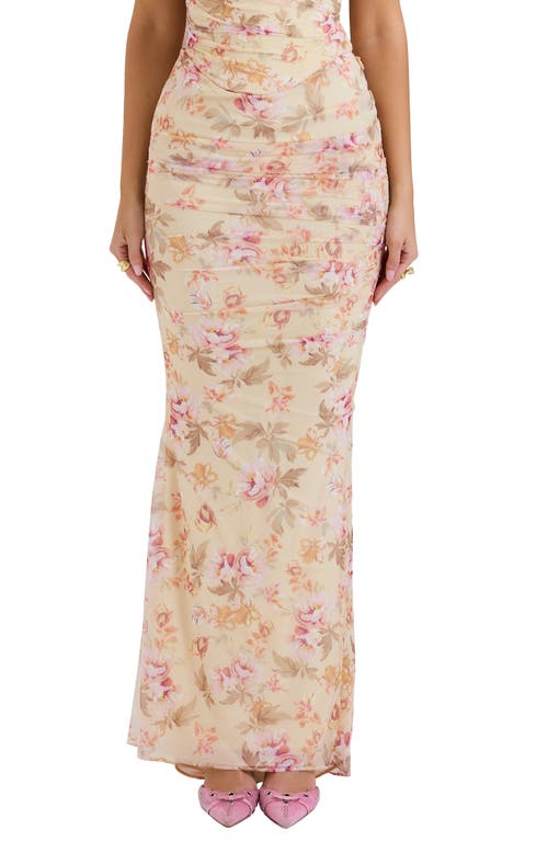 HOUSE OF CB Cassidy Floral Print Maxi Skirt in Sun Bleached 