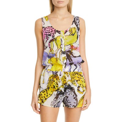 Stella Mccartney Horse Print Cover-Up Romper, Beige