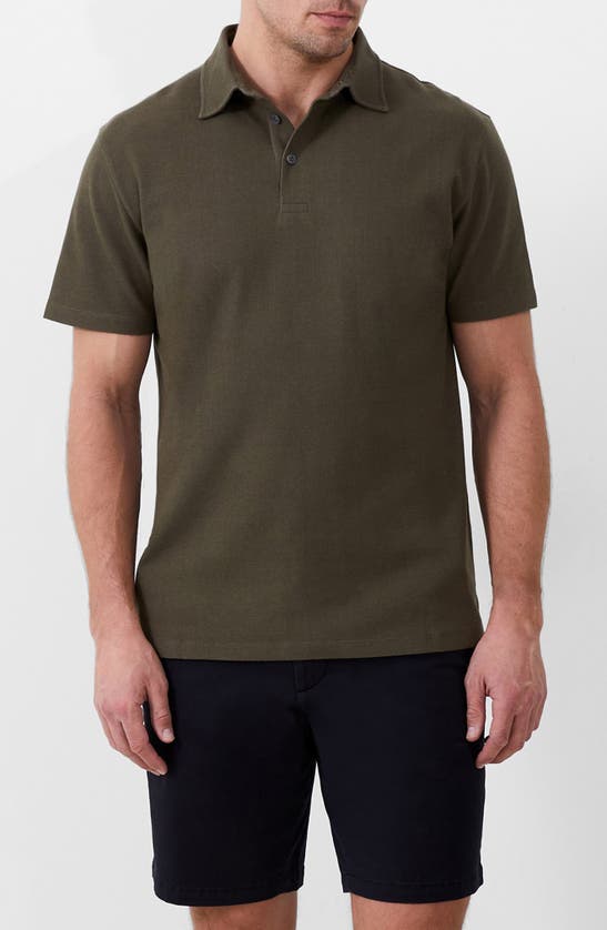 French Connection Grid Texture Polo In Olive
