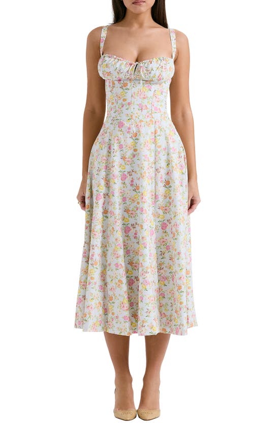 House Of Cb Adabella Floral Pleated Halter Sundress In Floral Print