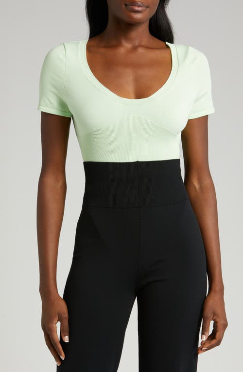 Shop Nike Short Sleeve Rib Sweater Bodysuit In Vapor Green/vapor Green/sail