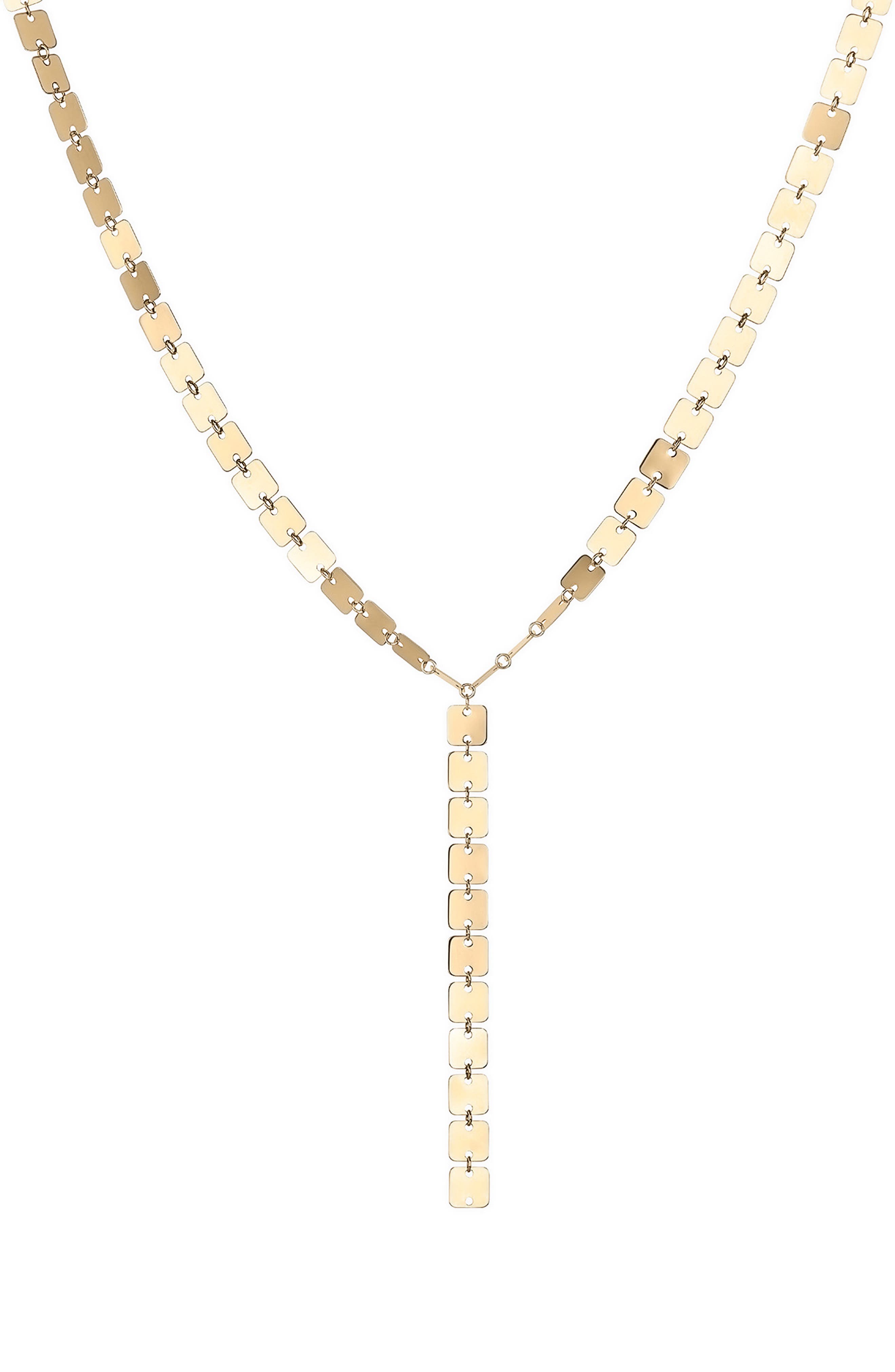 Lana Laser Square Y-Necklace in Yellow Gold 