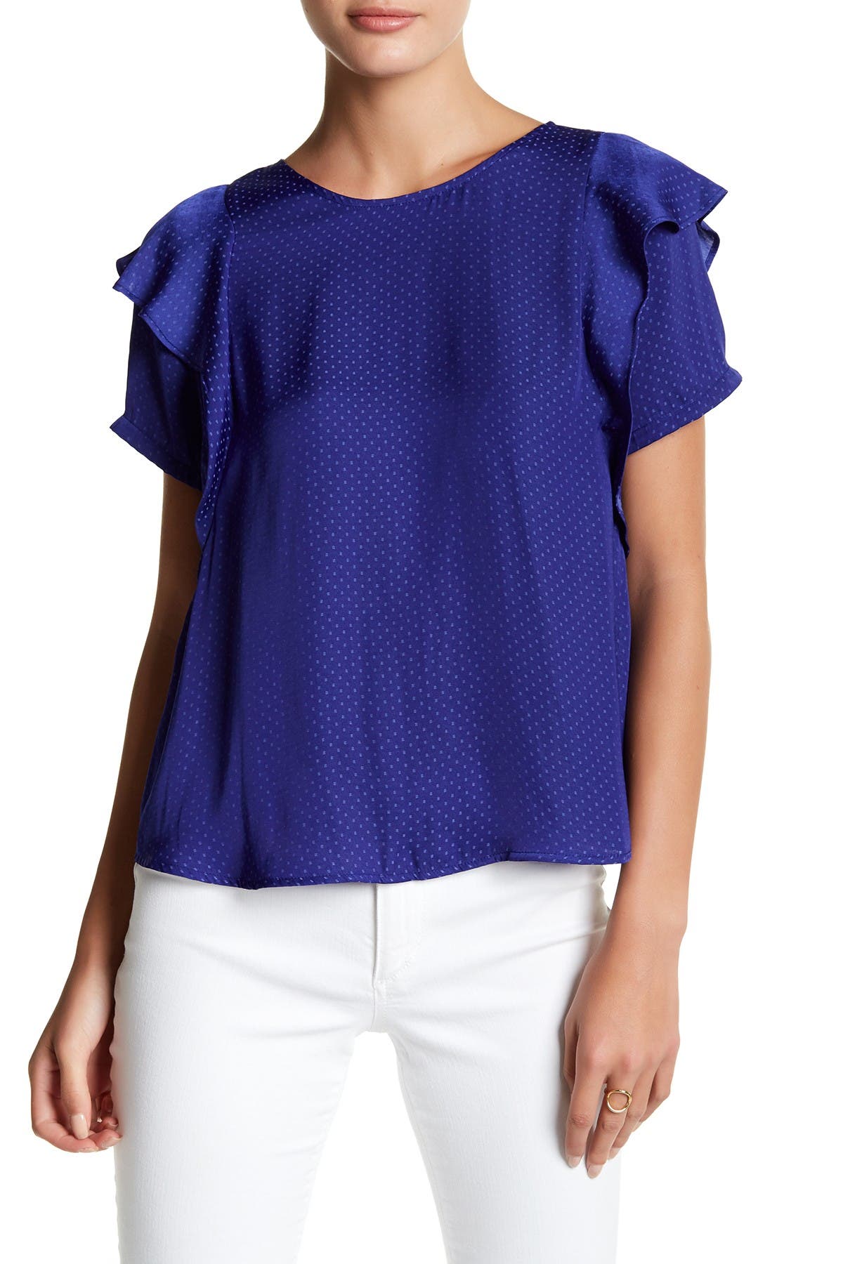 short sleeve ruffle blouse