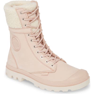Palladium Baggy Pilot Faux Shearling Lined Boot, Pink